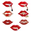 Brooches Women Brooch Red Color Rhinestone Lips For Man Fashion Sexy Mouth Pin Shining Dress Scarf Sweater Jewelry