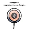 Carregador QI rápido sem fio magnético de 15 W Transpraent para iPhone 14 13 12 Pro Max Plus e outros suportes Carregamento sem fio Telefones com cabo USB tipo C 2 em 1