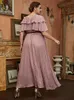 Casual Dresses Toleen Elegant Women Plus Size Stor maxi 2023 Summer Pink Ruffled ärm överdimensionerade långa kvällsfestfestivalkläder