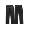 Mens Jeans Chic Star Letter Embroidery Black Hip Hop Men Straight Trousers Streetwear Male Baggy Denim Pants Fashion Spodnie 230309