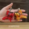 Keychains Cowhide Small Red Fish Car Keychain Bag Personalized Pendant Accessories Cute Koi Backpack