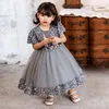 Abiti da ragazza Principessa Perline Paillettes Abito da sera da sera Fiore rosso Ragazze Abiti da sposa Bambini Maniche corte Costume 6M-4TYear