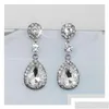 Andere evenementenfeestjes Sieraden Mode Bridal Crystals oorbellen Sier Rhinestones Long Drop Earring 5 Colors Wedding Gift Lever DHEQ7