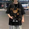 メンズトラックスーツメンストリートウェア韓国ファッションスーツベアTシャツ衣装ショーツ2ピースセットトラックスーツalt衣装トラックスーツ服230309