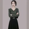 Werkjurken Mode Temperament voor vrouwen V-Neck Brei-Tops High Taille A-lijn rok 2-stuks sets met hoge taille Sets Elegant Office Ol Pak