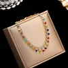 Anklets Summer Crystal Micro-Errusted Colored Diamond Anklet Women's Creative Beach Personlighet All-Match