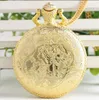 Pocket Watches Fashion Quartz Golden Locomotive Modern Clock Good Quality Steampunk Necklace