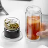 Vattenflaskor 390 ml Tea vattenflaska Hög Borosilikat Glas Dubbelskikt Tea Vatten Cup Infuser Tumbler Drinkware Water Bottle With Tea Filter 230309