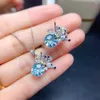 Conjunto de pendientes de collar, anillo colgante de cristal redondo azul cielo exquisito, accesorios de fiesta de boda finos de mariposa de lujo para mujer