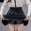 Faldas Mujer Coreano A-Line Mini Plisado Señoras Otoño Invierno Moda Japón Cintura Alta Terciopelo Mujer Slim Streetwear