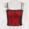 Tricot pour femmes t-shirts de tube féminin supérieur d'été camis spider web top goth sexy backless camisole en dentelle à glissière tops sans manches minces fée grunge w0306