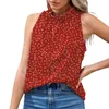 Women's Tanks Fashion Women Sleeveless Shirt Halter Neck Pleated Floral Print Tank Tops Blouse Summer Casual Tunic Female Clothing