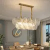 Chandeliers Postmodern Simple Light Luxury Chandelier Living Room Lamp Retro Wrought Iron Glass Shell Crystal Bedroom Dining