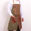 Aprons Chef Denim Canvas Cross Back Adjustable with Pockets Kitchen Cooking Baking Bib Men s 230308