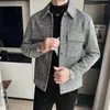 Herrenjacken Frühling Herren Slim Houndstooth Nadel Wolljacke 2023 Mode Hübscher Trend Kurzer dicker Revers Britischer Freizeitanzug