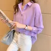 Kvinnors blusar skjortor Spring Autumn Long Sleeve Women Shirts White Loose Blues Women Tops BF Korean Style Elegant Blusas Black Yellow Purple 230309