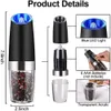 Mills Beeman Eleman Electric Automatic Salt 및 Pepper Shaker Gravity Spice Mill LED LIGHT KITCHING GRINDER LED LIGHT KITCHON TOOLS 230308