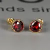 Stud Earrings Fashion Red Zircon Round Silver Gold Color Vintage Crystal Screw Back For Women Men Wedding Party JewelryStud