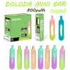 Оригинал Doloda 800 Puffs Mini Bar Ondosable Vapes e Сигареты с 2,5 мл POD -предварительно заполненной сетчатой ​​катушкой 500 мАч батарея 2% 5%