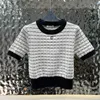 Tricots pour femmes Tees Designer 23SS FW T-shirt Pull Tops avec lettre de broderie Jacquard Imprimer Runway Skim Crop Top Shirt Haut de gamme LF7G 9ZOB