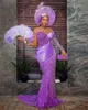 Fioletowa sheer o szyja sukienka wieczorowa dla czarnych dziewcząt z koralikami suknie urodzinowe sukienki balustrowe frędzle formalne sukienki 322