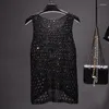 Tank da donna 2023 sexy bling oro luccicante canotte a maglia snow -out da donna giubbotto a maglia con paillettes d'argento