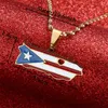 Pendant Necklaces Enamel Unisex Heart Puerto Rico Map Ricans Flag For Women Gold Color Country PR Charm Jewelry Gift