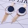 Dangle Earrings Fashion Round Wooden Shaped Zinc Alloy Drop Tassel Party Stud Ear For Women Jewelry