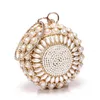 ABERA 2020 New Women Women Pearl Evening Facs Round على شكل ماس Diamond Party Presh Mini Handlets Metal Handel Bag Mn1498264c