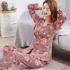 Women's Sleepwear 100% Cotton Pajama For Women Winter Soild Pink Pijamas Feminino Warm Sleepwear White PJ Fashion Pure Cotton Pyjama Femme 230309