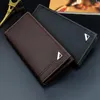 محافظ Tri-Fold Solid Color Men Classic Long Style Card حامل ذكور محفظة كبيرة السعة كبيرة المحفظة الفاخرة ل