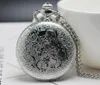 Pocket Watches Silver Sunflower Hollow Out Roman Number Star Face Men And Woman Quartz Pendant Good Quality Necklace Gift