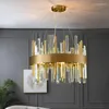 Lustres lustre en cristal moderne pour salon LED ronde Cristal lumière chambre décor or/noir luminaires suspendus