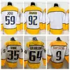 Custom 2022 Stadium Series 59 Roman Josi (C) Hockey Jerseys Navy Gold 9 Filip Forsberg 92 Ryan Johansen 95 Matt Duchene 64 Mikael Granlund 3