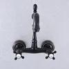 Bathroom Sink Faucets Oil Rubbed Bronze Dual Cross Handles Wall Mounted &Cold Kitchen Basin Swivel Faucet Mixer Tap Nsf744
