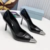 Elegant Summer Triangle Brushed Leather Sandals Shoes for Women Slingback Pumpar Luxury Footwear Women High Heels Party Wedding Dre8929672