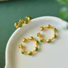 Cluster Rings 925 Fashion Simple Ethnic Style Gold-plated Inlaid Imitation Kan Jade Jasper Opening Ring For Women Elegance Jewelry Gift