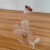 Glasvattenrör bong Clear Reting Pipe Recycler Dab Rig Bongs With Percolater Hookahs 14mm Male Joint Glass Bowl 4,1 tum transparent tjocka Pyrex -rör för tobak