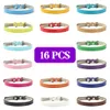 Cat Collars Leads 16 PCSLOTソフトレザーソリッドカラー調整可能な子犬のアクセサリー用チワワネックレスペット用品230309