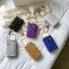 Вечерние сумки моды Crystal Blue Clutch Sacks Женщины дизайнерские кошельки для вечеринки коробка для цепи плеча.