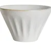 Bols Style japonais poterie rugueuse soulagement mat céramique Ramen bol ménage soupe trompette pied haut chapeau en bambou