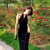 カジュアルドレス手作りレトロ気質ファッションエレガントパーティーウェディングベルベットホルタードレス女性セクシーバックパックヒップフィッシュテイルロングスカート