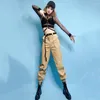 Костюмы для хип -хопа женская джазовая одежда сексуальная сетчатая сетка брюки уличная танцевальная одежда женщин современный DNV13256