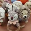 Rattles Mobiles BPA Free Baby Wooden Teether DIY Crochet Deer Sheep Rattle born Rodent Teething Ring Gym Educational Toys for Children Kids 230309