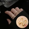 Cluster Rings WOOZU Real 925 Sterling Silver Romantic Flower Square Pearls Zircon Adjustable For Women Wedding Engagement Jewelry Gifts