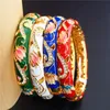 Bangle high -end Chinese cloisonne emailbanden voor vrouwen Rhinestone mode kleurrijke etnische sieraden lotus verjaardag cadeaubangle