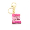Nyckelringar Söt kreativ harts Letter Alfabet Keychain Crystal Akryls paljetter för kvinnor Keyring Car Bag Tassels Pendant Charm