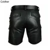 Shorts masculinos tendências de streetwear de verão shorts de couro Faux com bolsos de boate usam shorts de moda casual figurinos punk medieval 5xl 230308