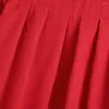 Kvinnors blusar röda toppar 2023 mode kvinnor kläder lång ärm kall axel blus topp elegant ruffle pleated löst damer avslappnad