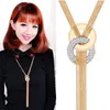 Ketens vrouwen strass metalen hanger kettingketen statement sieraden lange tassel trui slabbetje kettingen accessoires